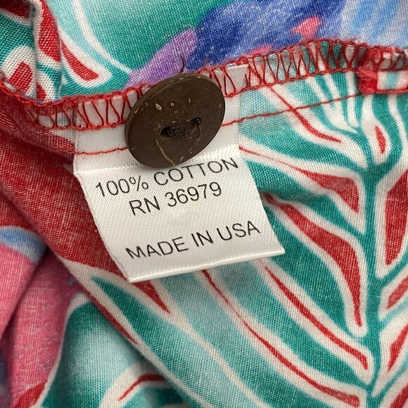 Go Barefoot Hawaiian Parrot Print Red Shirt 2XL Cotton Mens Short Sleeve USA - Picture 9 of 9